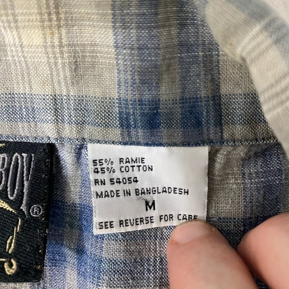 Bugle Boy Men’s Size Medium Button Down Shirt Short Sleeve Blue Plaid Casual - Picture 8 of 11